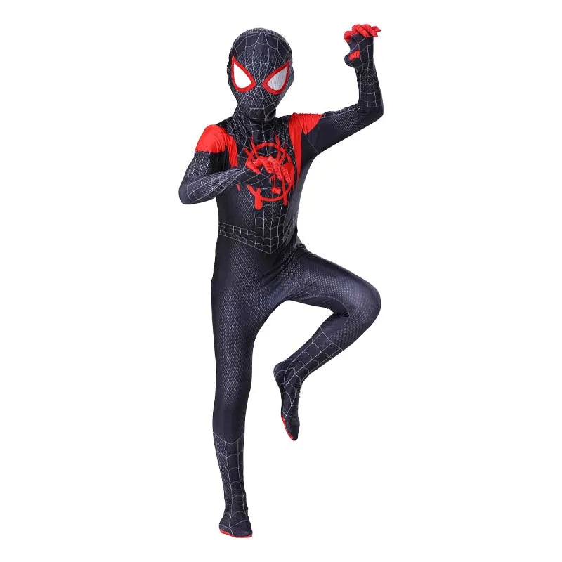 Superhero Spider Man Costume Jumpsuit Miles Spiderman Halloween Cosplay Costumes Bodysuit Head Cover Separation Party Set