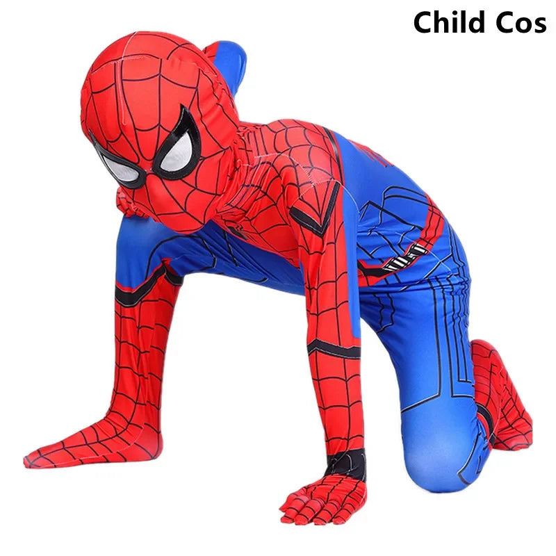 Superhero Spider Man Costume Jumpsuit Miles Spiderman Halloween Cosplay Costumes Bodysuit Head Cover Separation Party Set