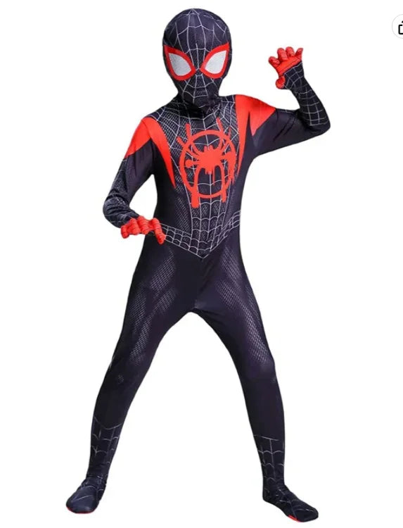 Superhero Spider Man Costume Jumpsuit Miles Spiderman Halloween Cosplay Costumes Bodysuit Head Cover Separation Party Set